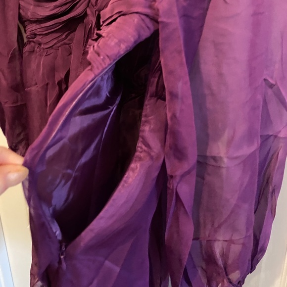 Chiffon Baby Doll Bubble Hem Mini Dress 3/4 Puff Sleeve in Purple NWT MED - Picture 13 of 16